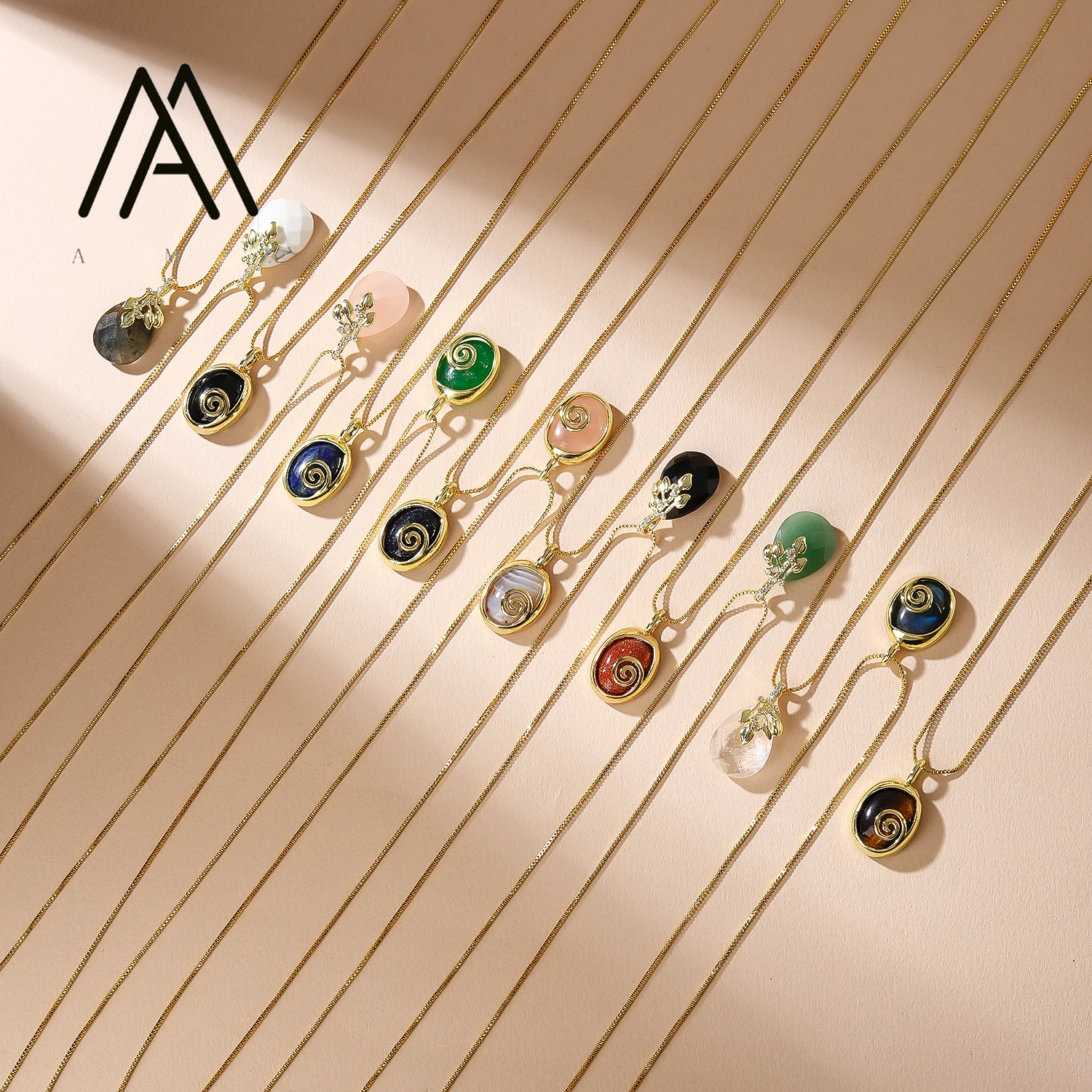 Spiral Gemstone Pendant Neckla - Jewelry & Watches Store 评论和价格