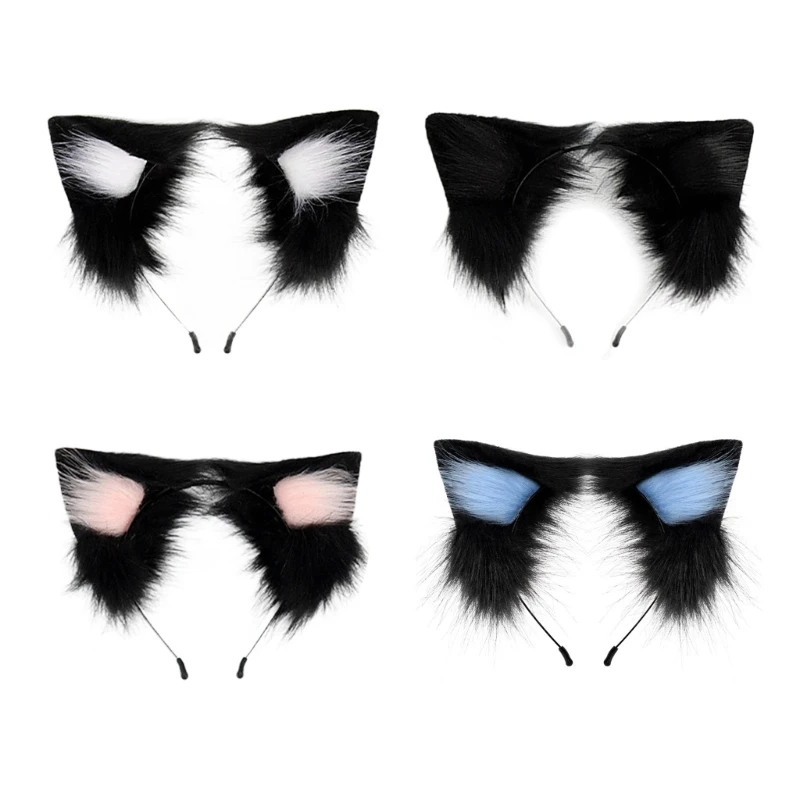 

Y166 Handmade Animal Ear Headband Animes Hairband Masquerades Costume Headpiece 2000s Women Cosplay Dress Up Hairhoop