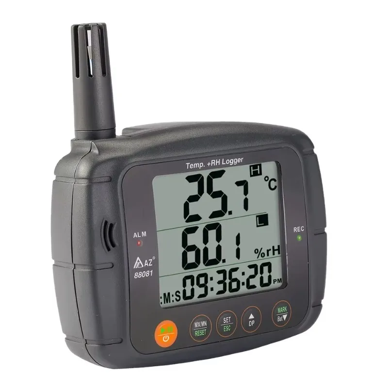 AZ88081 Wall‑Mount Temperature Humidity Data Logger Large LCD Screen USB Supported Thermohygrometer Customizable