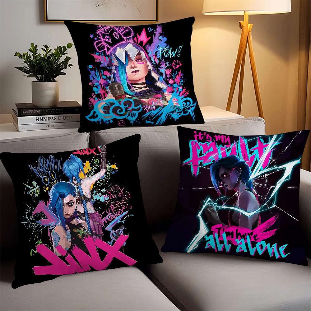 Anime Cartoon J-Jinx Black Pillow Case Office Cushions Suitable For Sofa Car Bedroom Decorative Cushion Cover
