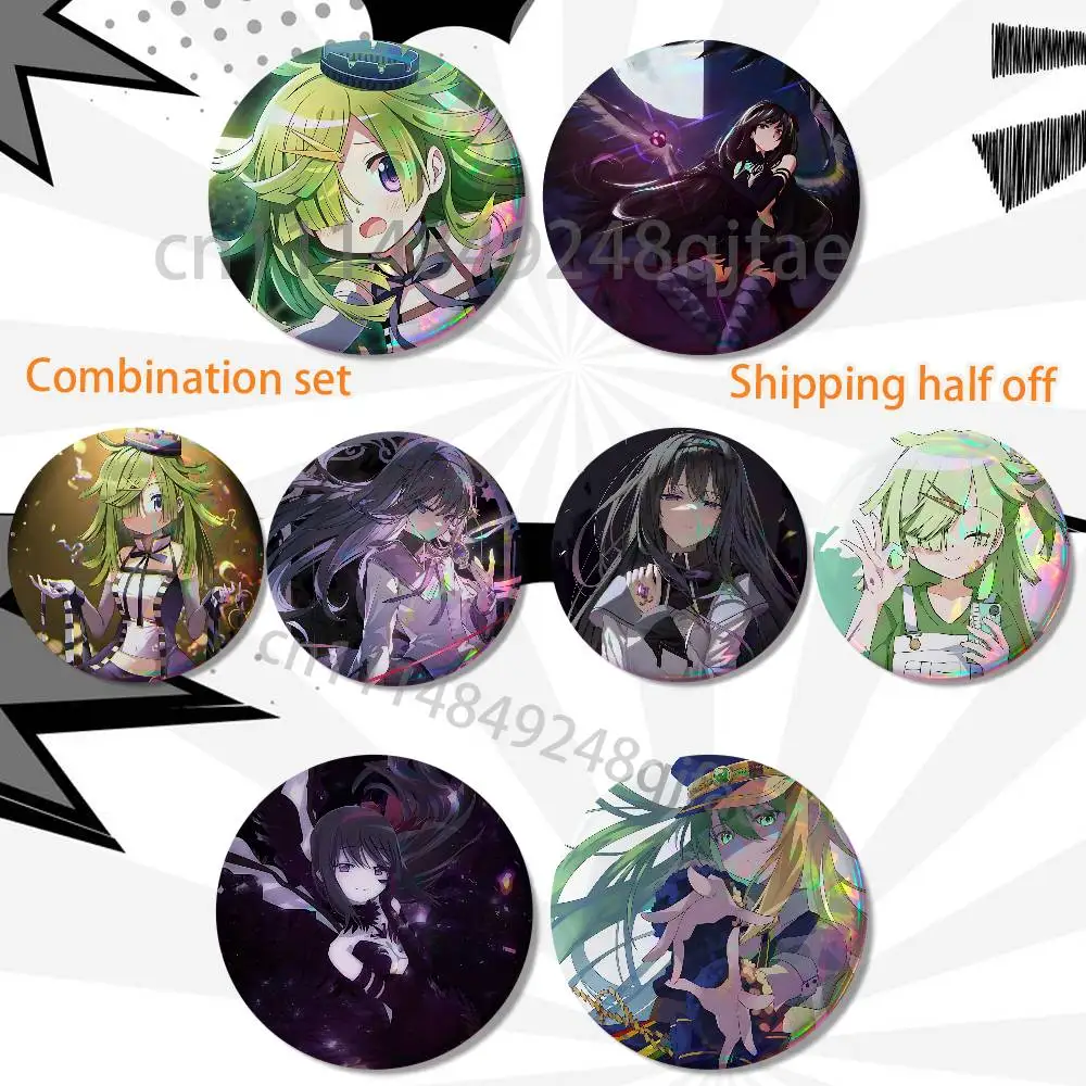 Homura Akemi Mabayu Aki Madoka Magica 2 piece set Badges On Backpack Jacket Cartoon Brooches Acrylic Button Pins Collection