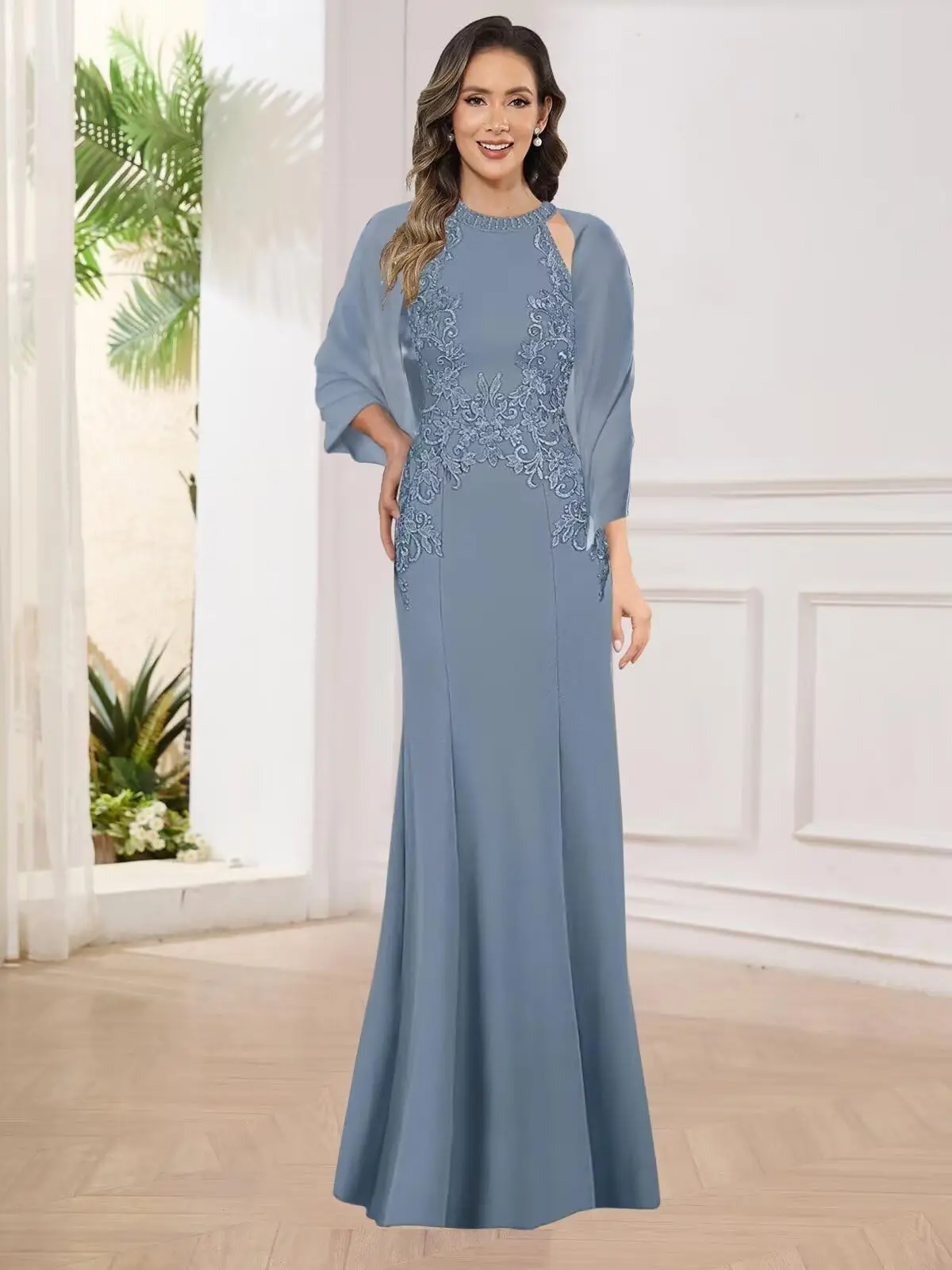 

Lace Mother of The Bride Dresses Long for Women Mermaid Halter Formal Evening Dresses