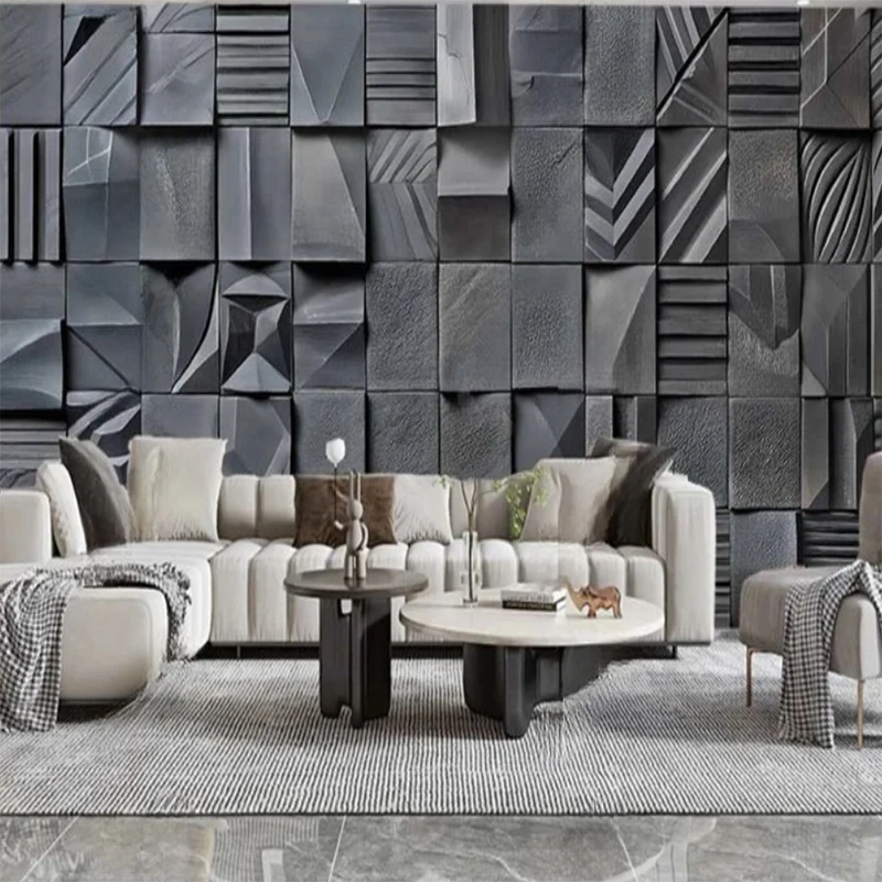 Customized 3D Stereo Wall Murals Modern Abstract Geometric Pattern Wallpaper Embossed Art Interior Decor Background Painting