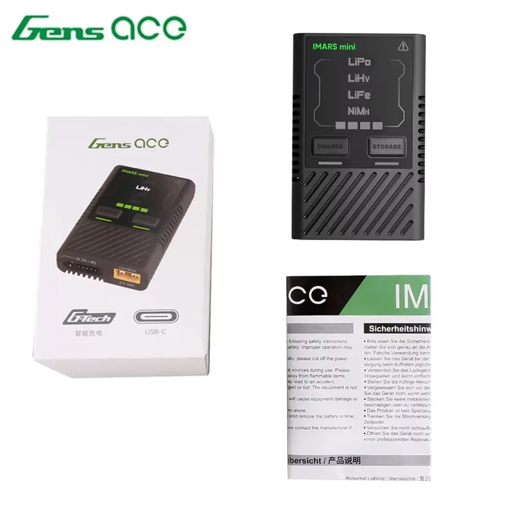Gens Ace IMARS شاحن ميزان صغير 2-4S يبو بطارية شحن ذكي G-TECH لليبو LiHv الحياة NiMH QC PD USB-C RC طائرة بدون طيار FPV