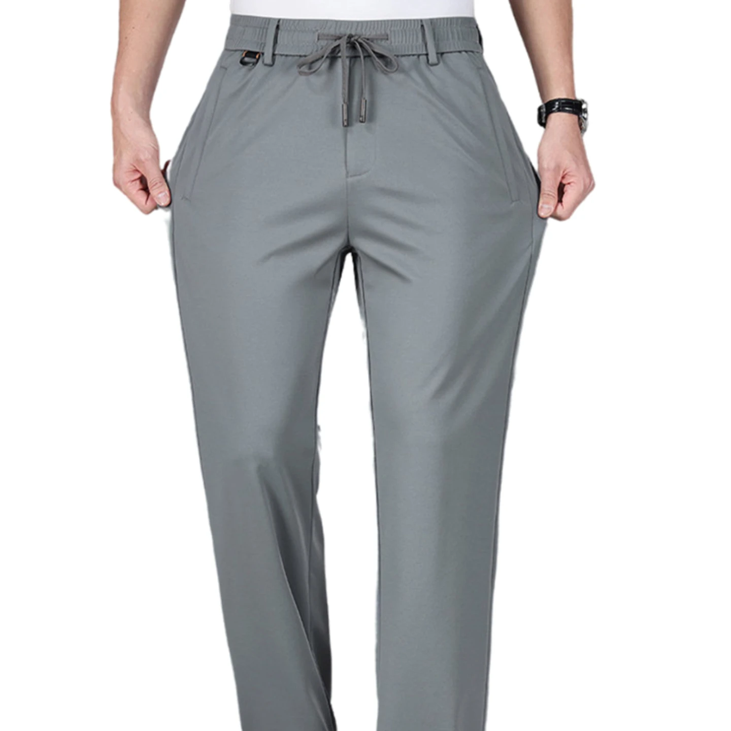 

Men's Trendy Suit Trousers - Lightweight Ice Silk Blend Business Dress Pants, Perfect for Casual Blazer Comfortable Workwear