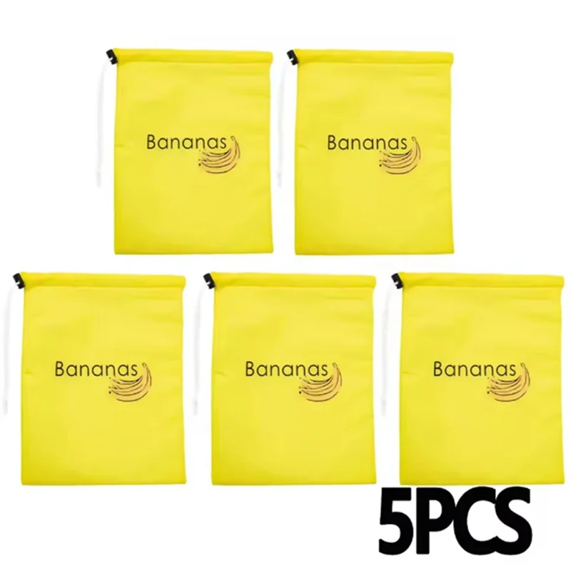 

【Limited Time Offer】Banana Preserve Bags 5Pcs Insulated Fresh-Keep Yellow Fruit Vegetable Storage Drawstring Pocket Bundle Bag