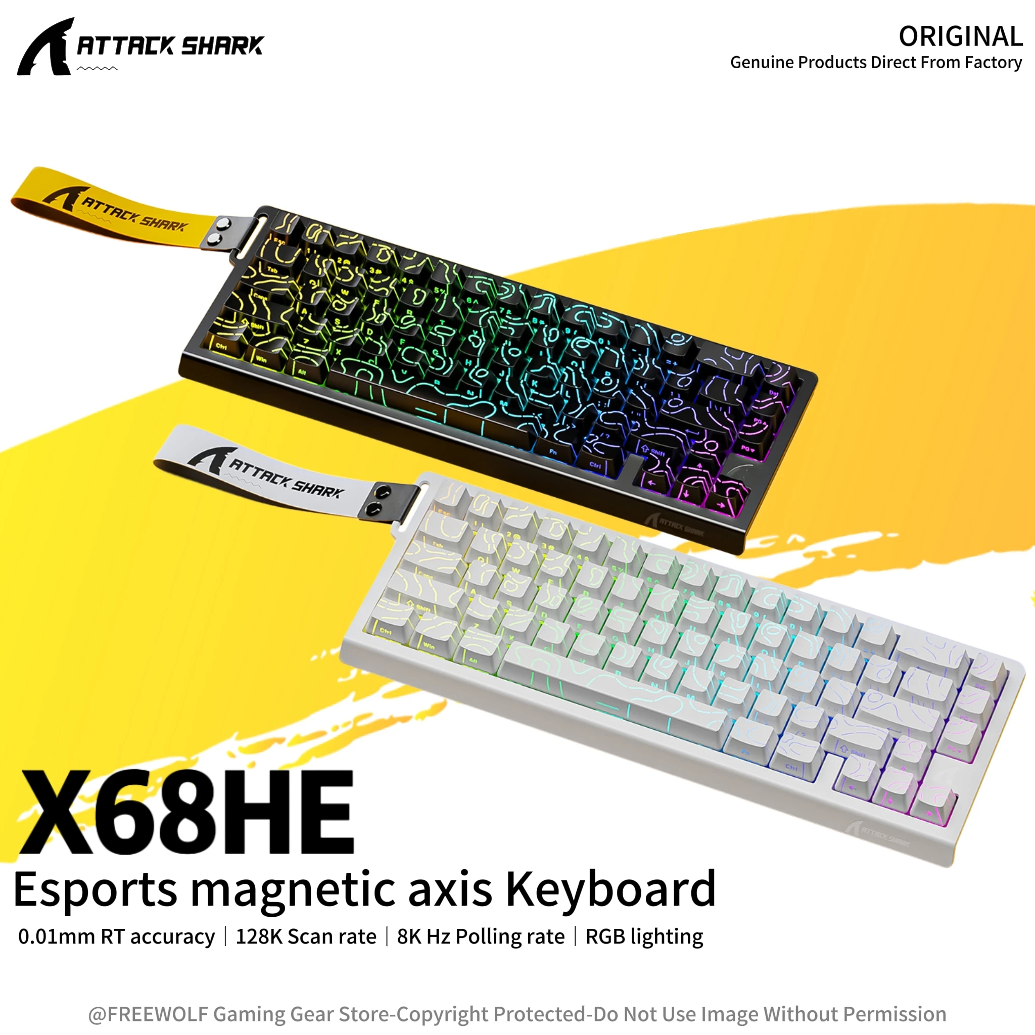 

Attack Shark X68HE RGB Mechanical Keyboard,Supports Web Driver,0.01mm Rapid Trigg,8000 Hz Rate of Return,0.125ms,Wired Design
