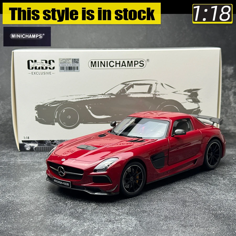 Minichamps 1:18 FOR Benz AMG SLS Gull Wing Gate Sports car metal Car model Holiday gift Static ornament