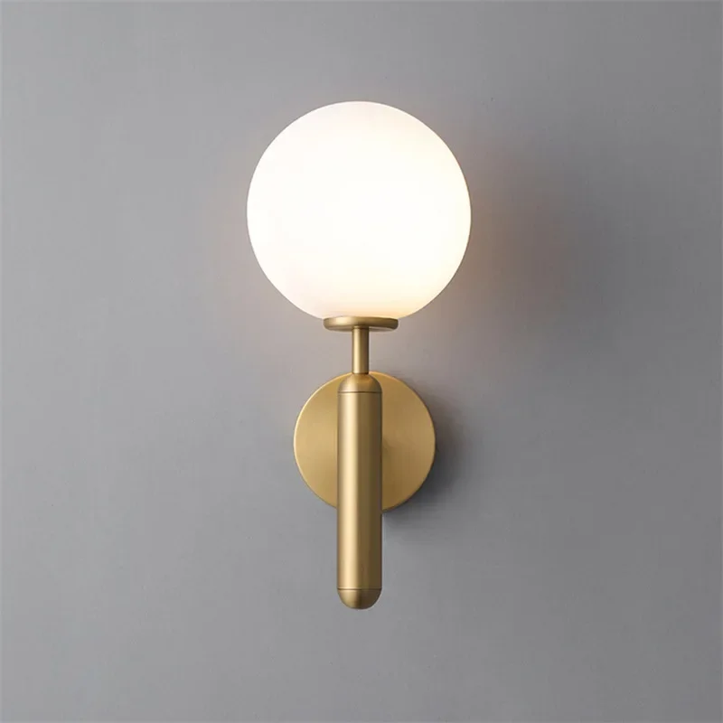 

Modern Glass Ball Wall Sconce Light Fixture Luminaire Bedroom Living Hallway Lamps Bedside Nordic Gold Home Decoration Lighting