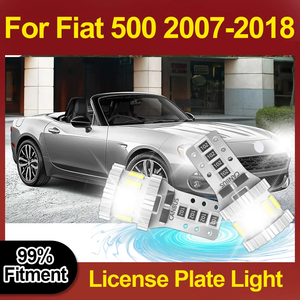 

Plug And Play T10 W5W License Plate Light 6000K High Quality Led Lighting Car 3400LM 360 Degree Lighting For Fiat 500 2007-2018