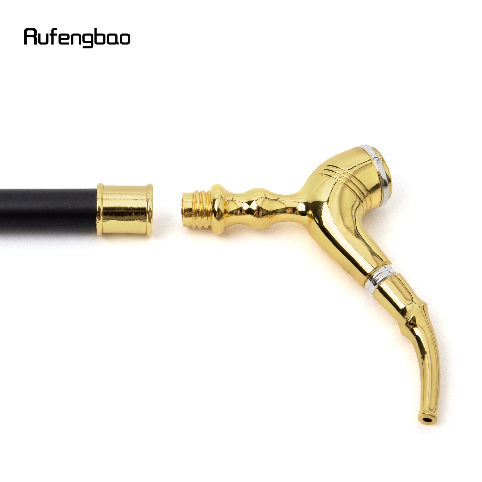 金色のパイプ模様の高級ファッション杖、パーティー用杖、エレガントなクロージャーノブ付き杖、パフォーマンスステージ用杖、93cm