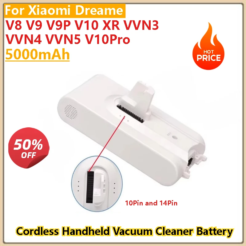 

25.2V 5000 mAh High Quality battery For Dreame V8 V9 V9P V10 XR VVN3 VVN4 VVN5 V10Pro Cordless Handheld Vacuum Cleaner