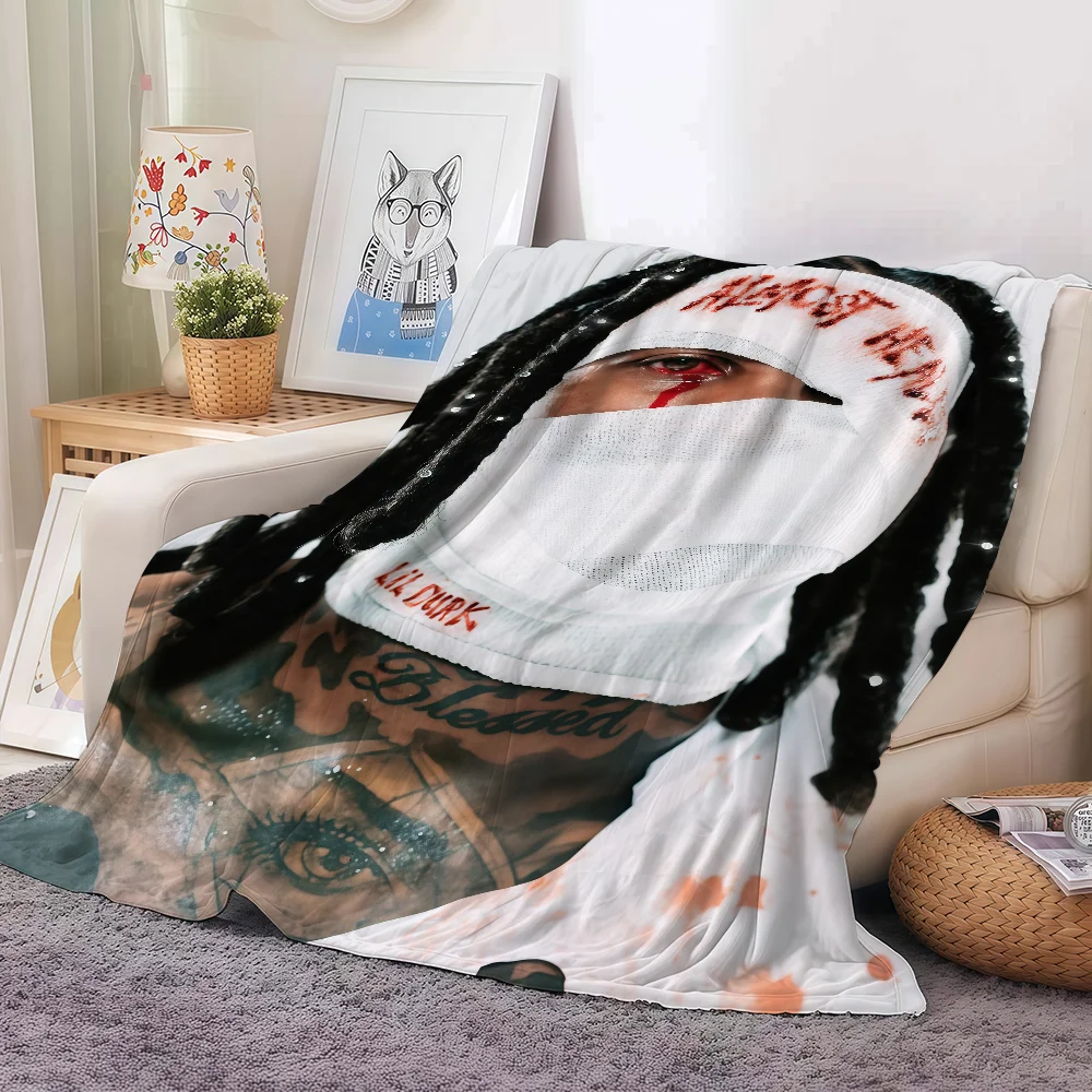 مغني الراب L-lil Durk بطانية دافئة وناعمة مناسبة لغرفة النوم وغرفة المعيشة وأريكة السرير والمكتب والسفر والتخييم