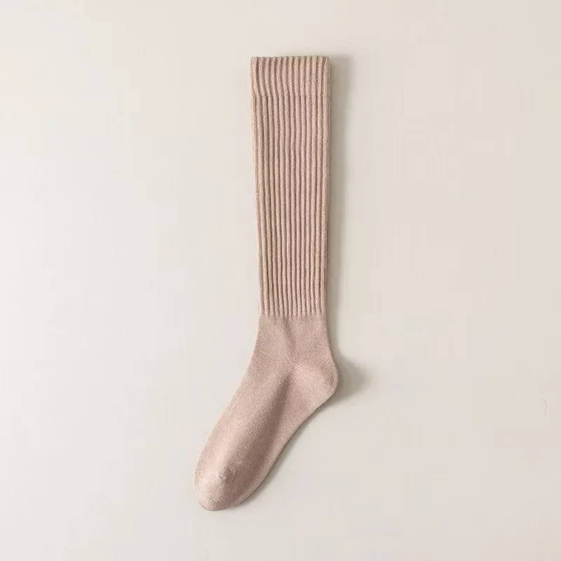 1/5 Pairs Frauen Herbst Winter Warme Dicke Einfarbig Waden Socken Modische Seite Streifen Abnehmen Weiche Bequeme Casual Socken – Detail 13