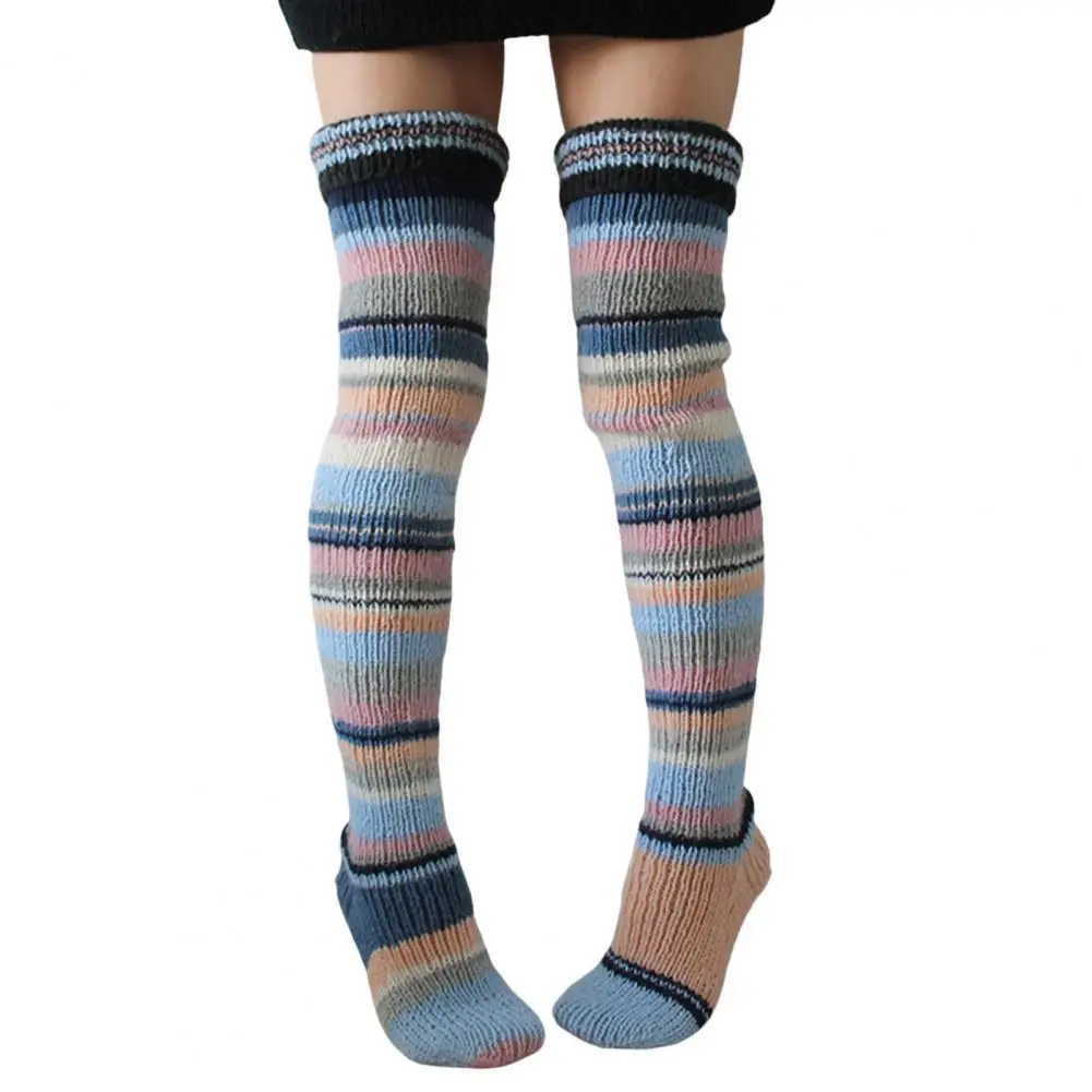 1 Pair Over Knee Stocking Stretchy Washable Cold Resistant Winter Thermal Female Long Socks   Thigh High Stocking  for School