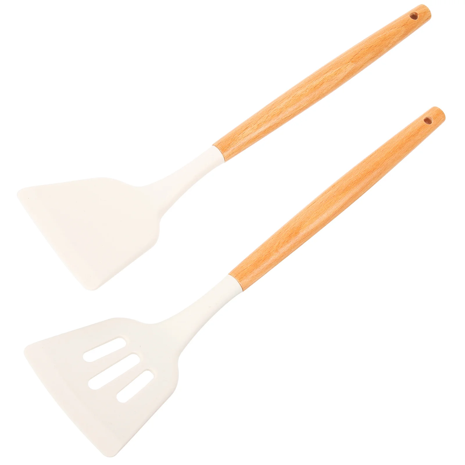 

2pcs Silicone Spatula Set Non-Stick Cooking Utensils Kitchen Wood Handle Heat Resistant Spatulas For Nonstick Cookware Kitchen