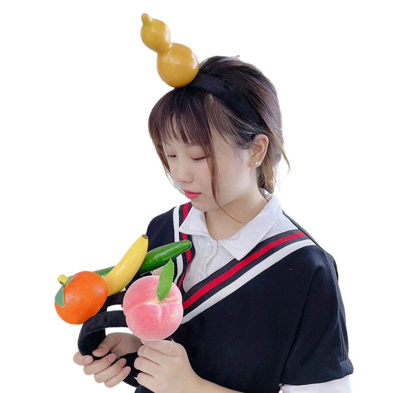 Funny Simulated Fruit Vegetable Hair Hoop Bread Carrot Banana Hairband Pepper Headband Birthday Cosplay Halloween Headwear