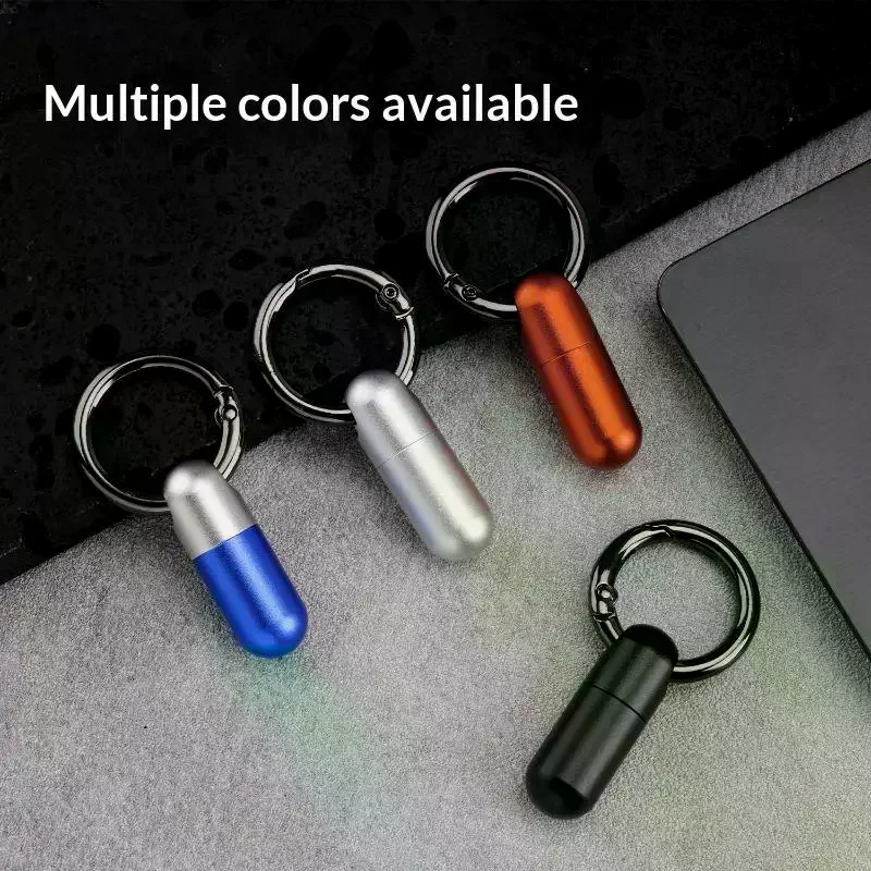 /YOV/Alloy Waterproof Bunker Portable Small Pill Box Sealed Keyring Mini Carry-on First Aid Pill Bottle Aluminum
