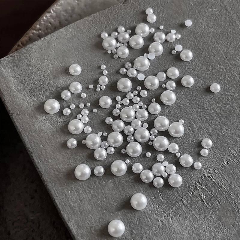 1 zak halfronde parel nagelbedels witte parels 3D kaviaarkralen manicure benodigdheden plaksteen pareldecoratie