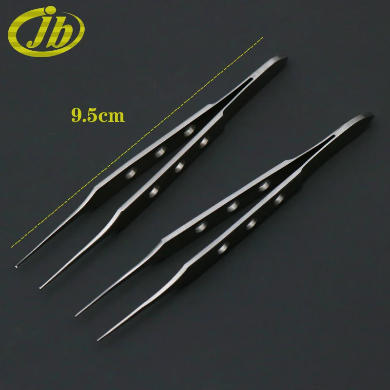 Microscopic tweezers straight toothed 9.5cm stainless steel straight platform surgical operating instrument surgical forceps