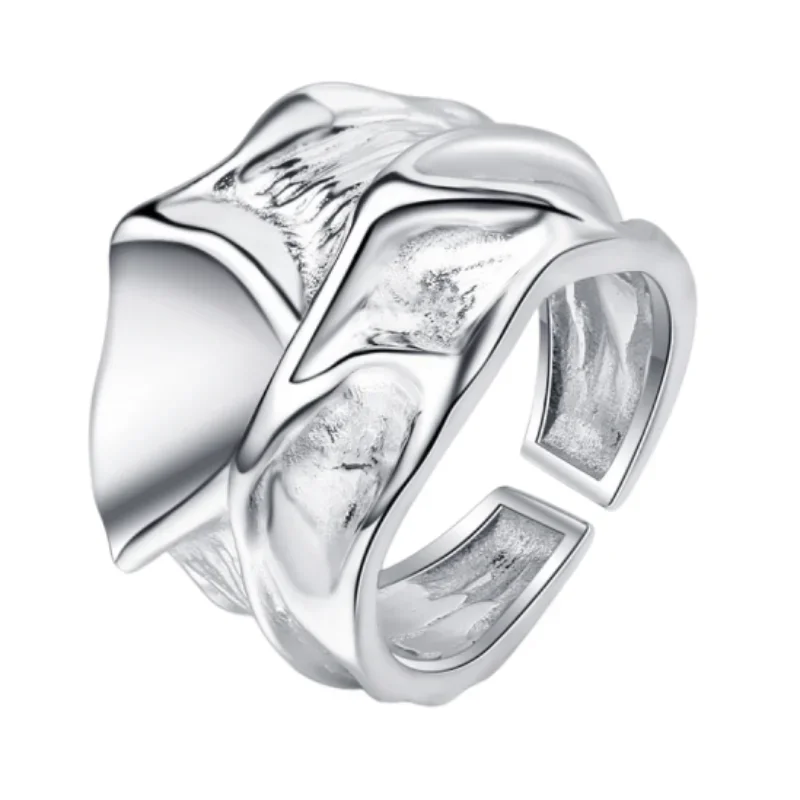 Korean Version Of Ins Niche Irregular Texture Original Design S925 Sterling Silver Ring For Women