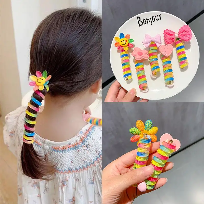 

Telephone Cord Hair Rope for Kids Fashion Cute Girl Ponytail Braided Hair Ties Hair Accessories