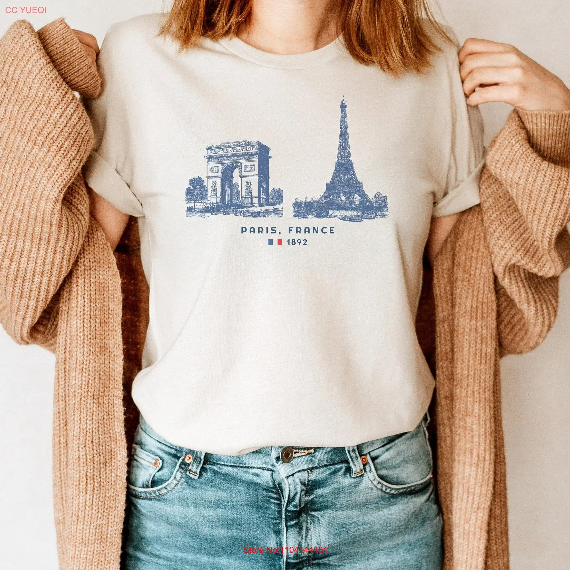 Paris France T Shirt Vintage Travel Vacation Eiffel Tower Summer long or short sleeves