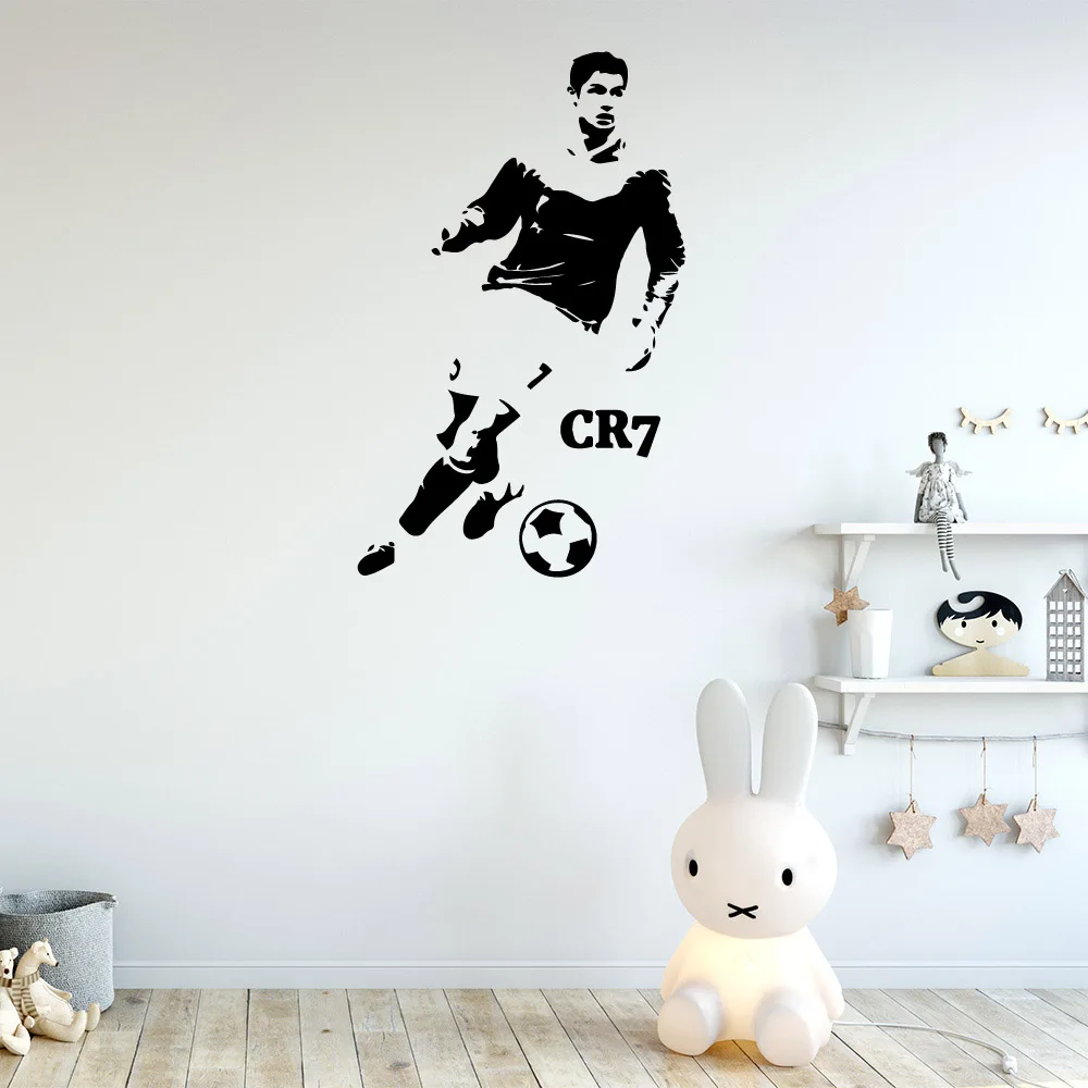 Football player Self Adhesive Vinyl Waterproof Wall Art Decal For Kids Rooms Decoration Decoration Accessories Murals