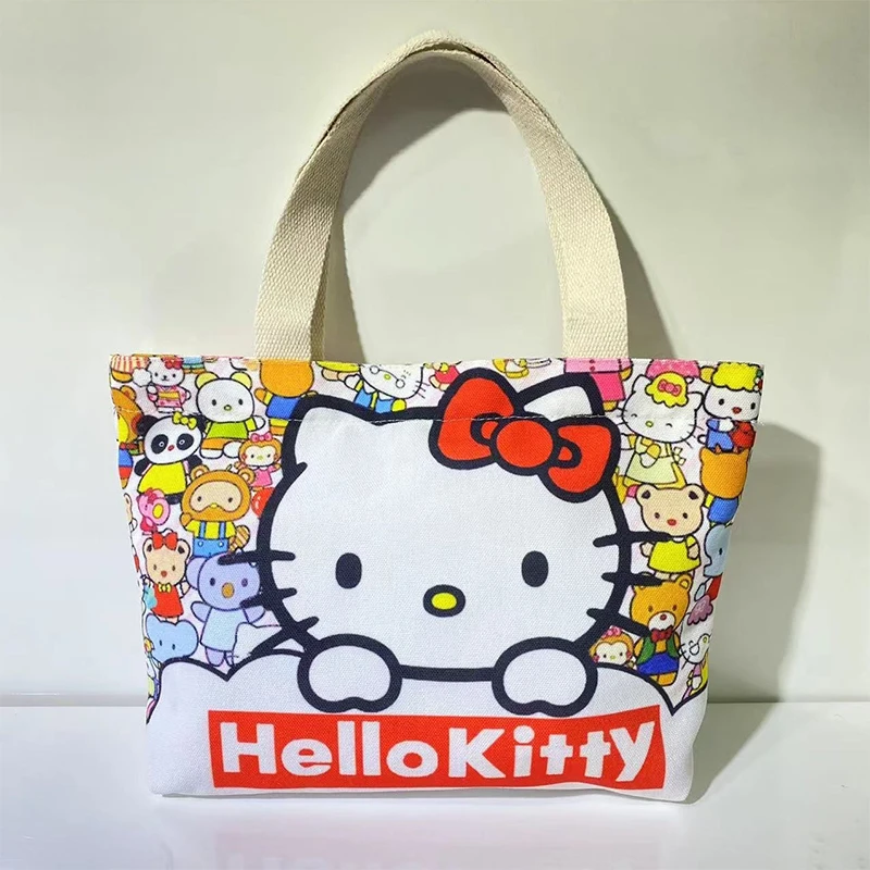 

Холщовая Сумка-тоут HelloKitty на молнии для студентов, универсальная вместительная Модная легкая сумка для покупок, подарок на день рождения