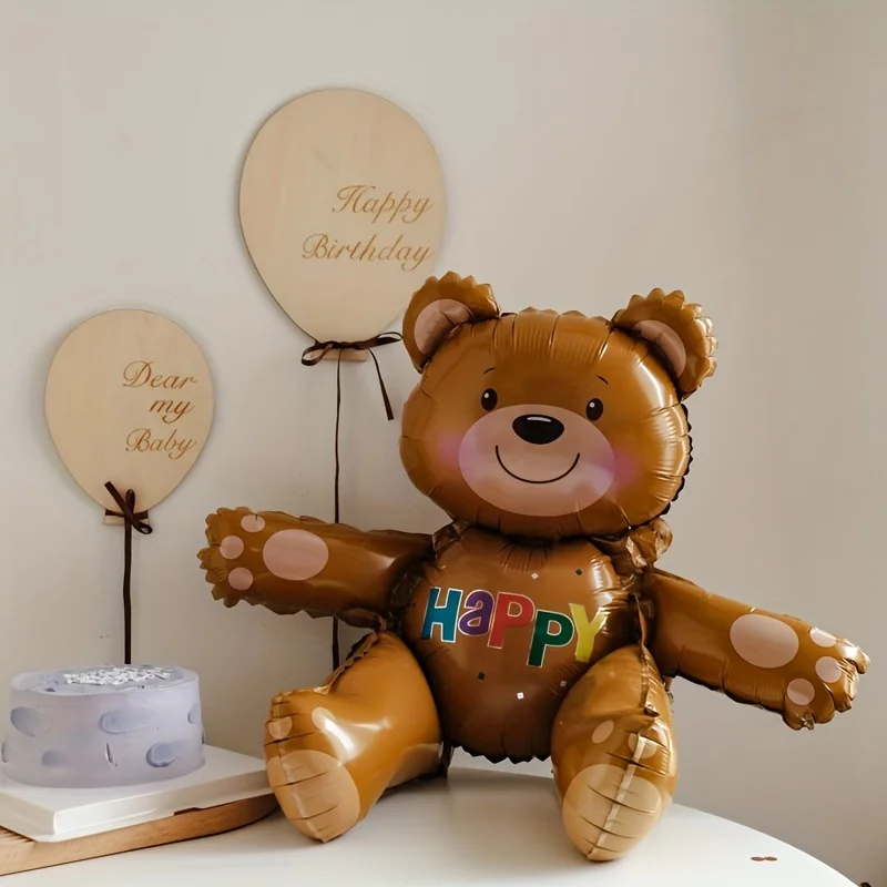 1PCS Cub Bear Aluminum Film Balloon Embracing Bear Children\'s Birthday Wedding Party Cake Decoration