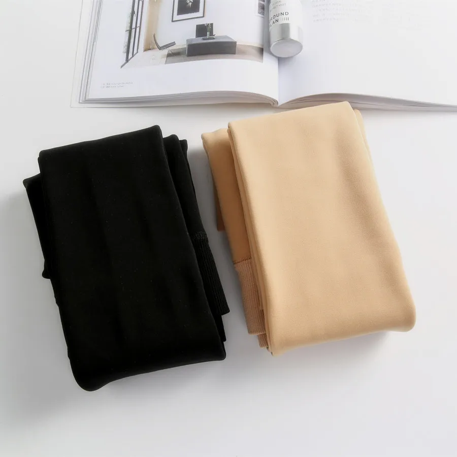 Color sólido sin costuras de cintura alta Slim Lady Panty efecto piel Leggings mujeres Slim pantimedias gruesas mujer Casual moda medias