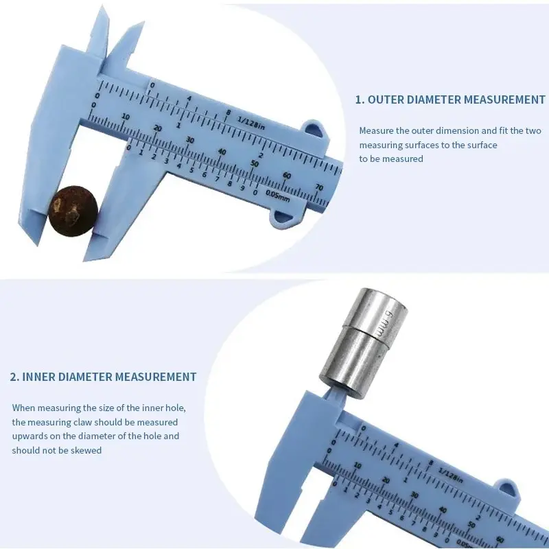 Mini Plastic Caliper Wenwan Caliper Anti-Collision Caliper Handle Playing Caliper Walnut Bracelet Measuring Caliper for Students