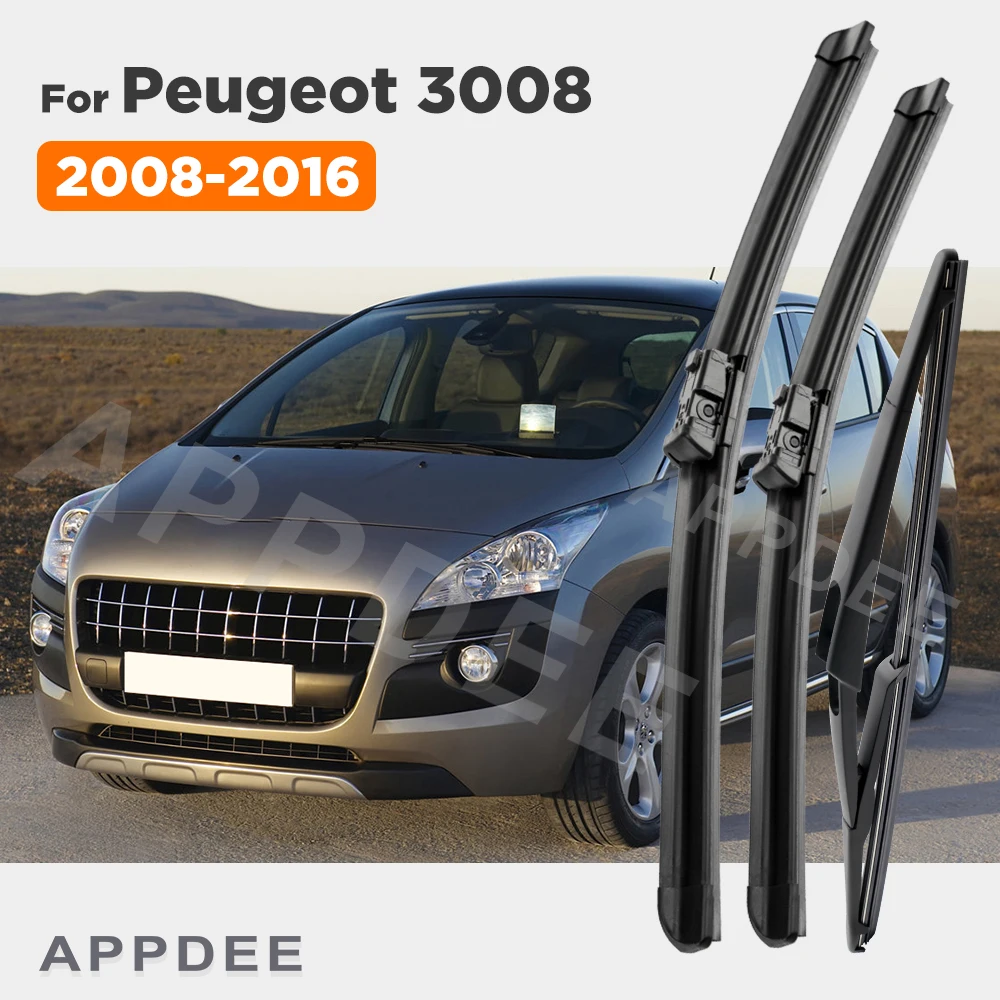 

APPDEE LHD Wiper Front Rear Wiper Blades Set For Peugeot 3008 MK 1 2008-2016 Windshield Windscreen Front Rear Window 30"28"12"