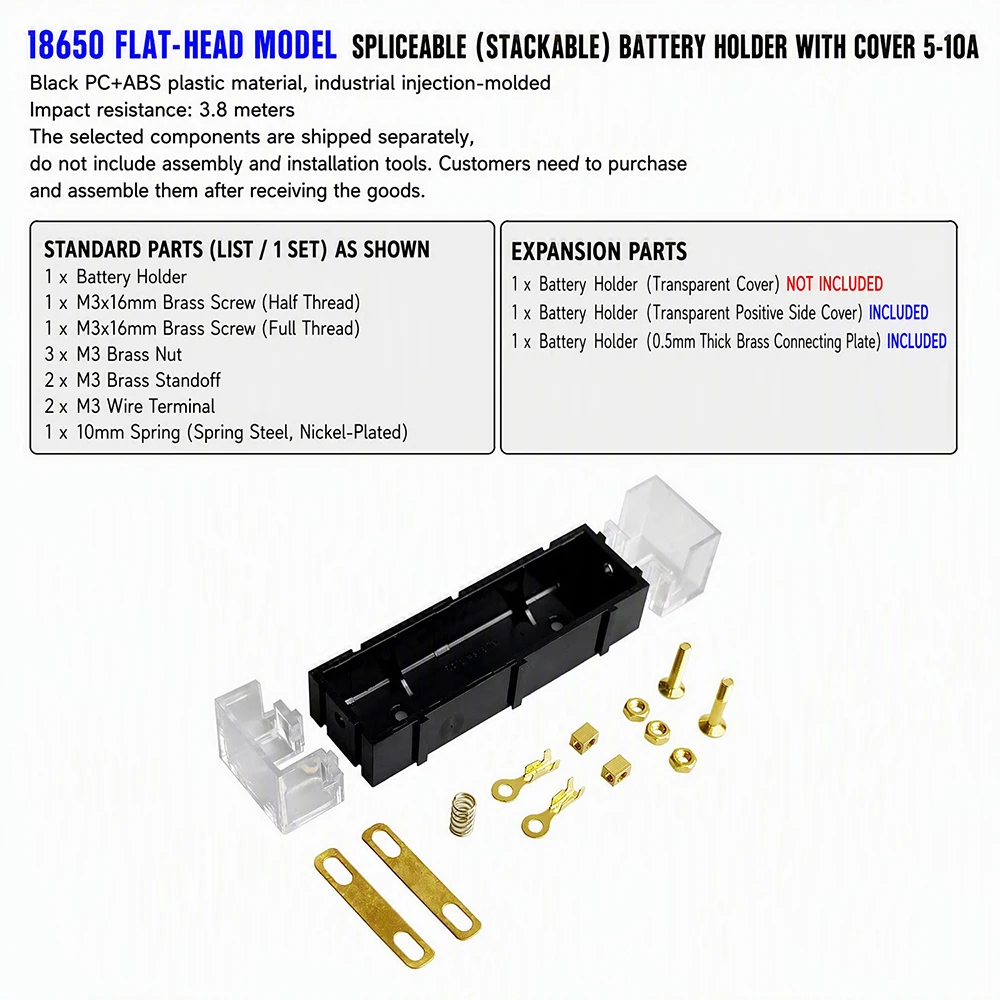 DIY-Batteriehalter für 18650 21700, Verbindbare Box, Tragbarer Energiespeicher, Ohne Schweißen, Zapfenverbindungen – Detail 6