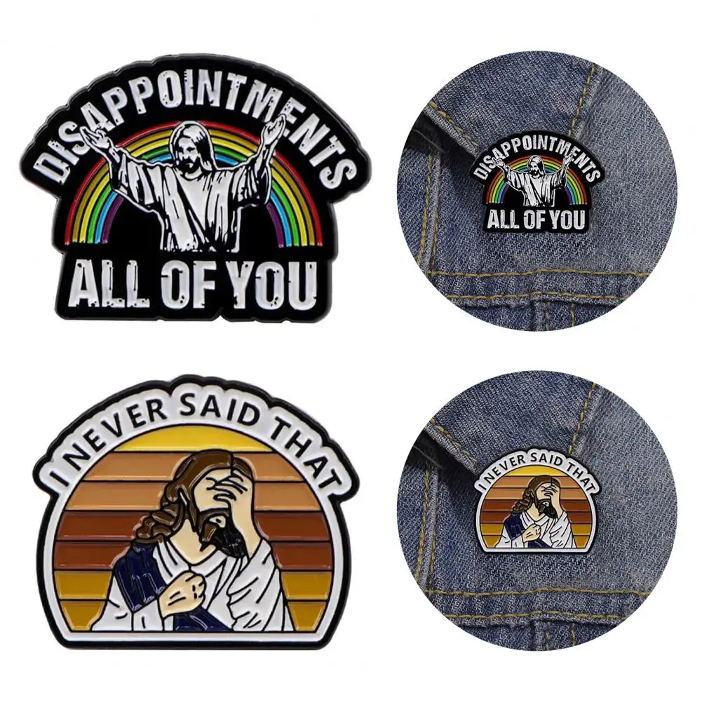 Stylish Jesus Accessory Humorous Jesus Enamel Brooch Pins for Jackets Bags Retro Multi Colored Jesus Brooch Pin Funny for Women