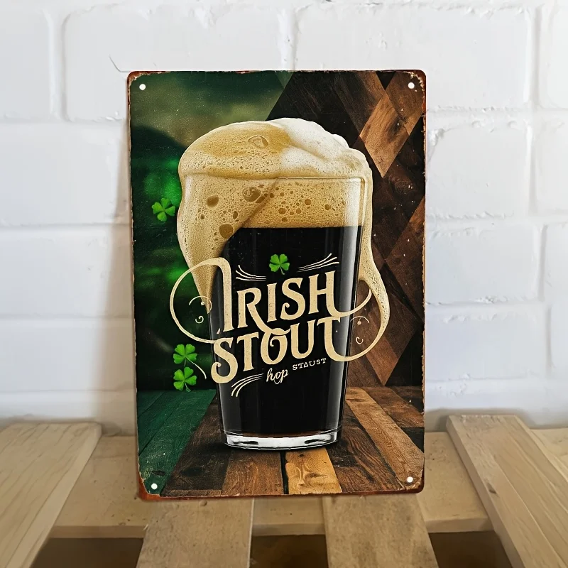 Irish Stout Beer Metal Sign,  Iron Wall Decor, Pre-Drilled, Weatherproof, for Home, Cafe, Bar, Garden - Gift, Durable Material,