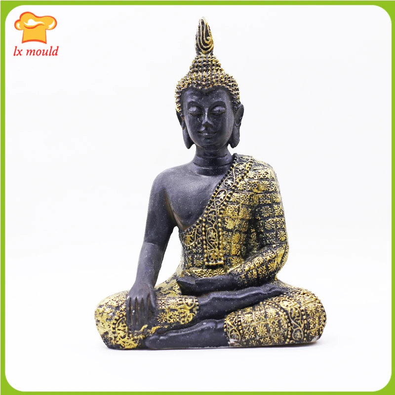 

Buddhist Candle Silicone Mold 3D Thai Seated Buddha Design Silicone Molds DIY Craft Home Decoration Mould Soap Resin Plaster