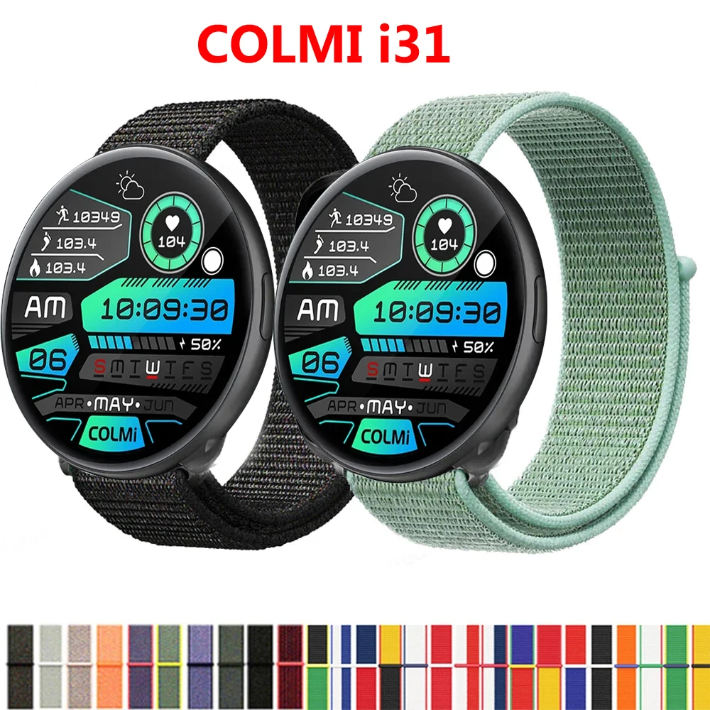 20mm Nylon Loop Strap for COLMI i31 C61 C60 C80 Smartwatch Replacment Bracelet Sport Watchband Correa for COLMI C80 Band