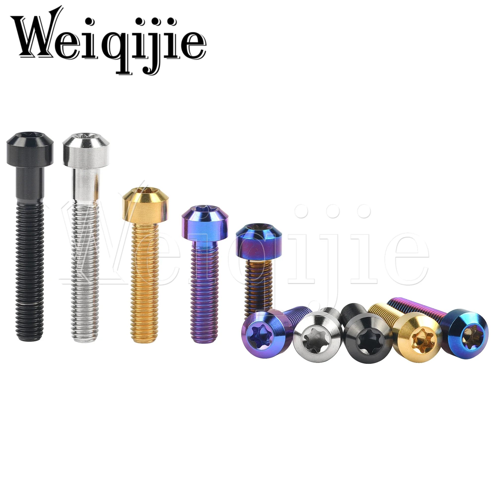 Weiqijie 6pcs Titanium Bolts M8 X 10 15 20 25 30 35 40 45 50mm Torx Head Screws for Motorcycle Car Modification