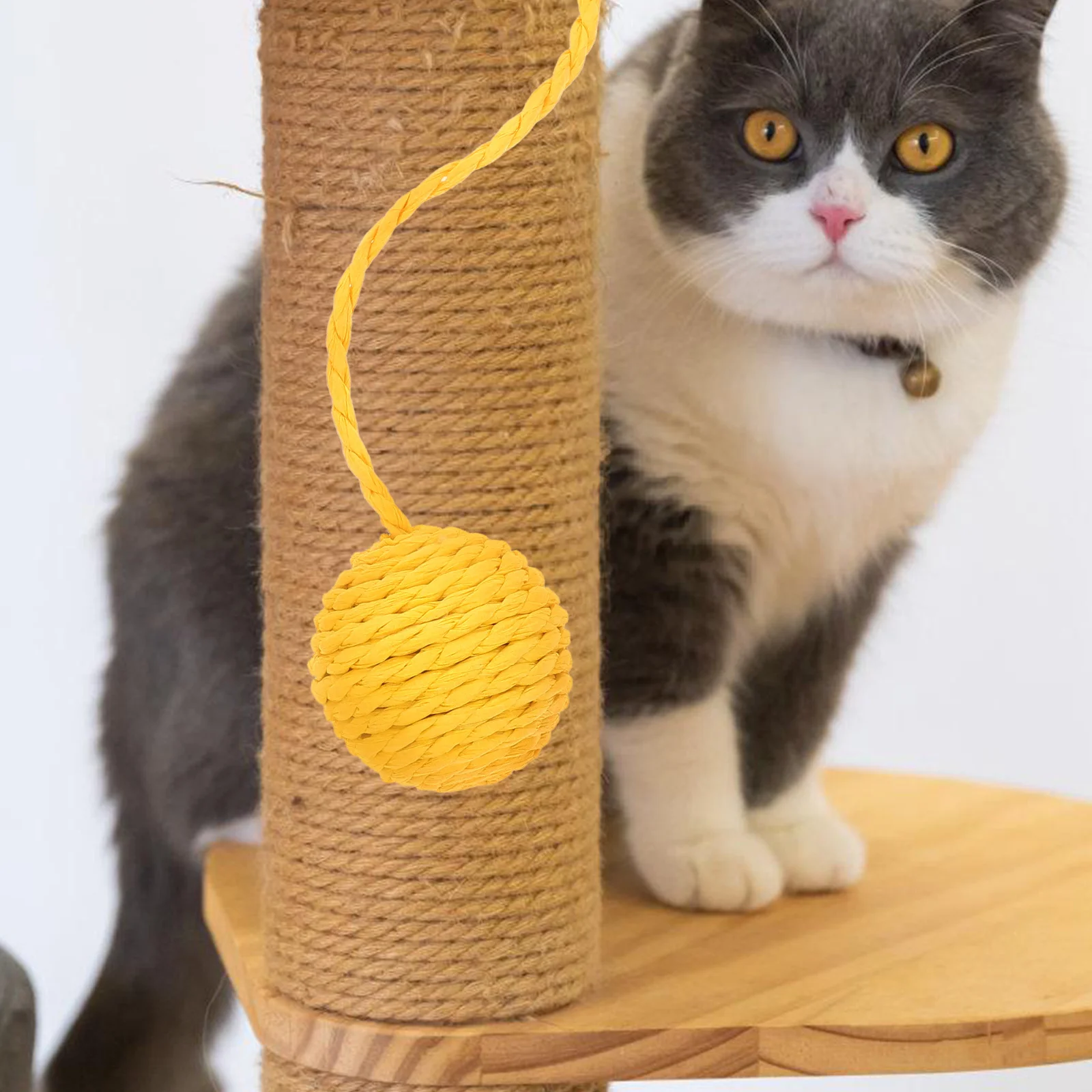 

Interactive Cat Scratching Ball Sisal Rope Replacement Accessory Indoor Cats Playtime Bells Tail Easy Installation