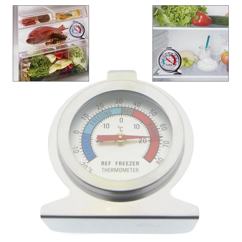 1pc Thermometer For Refrigerator Freezer Thermometer Fridge DIAL Type Stainless Steel Hang Stand Home Improvement Tools Parts