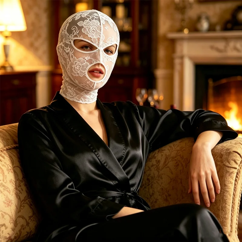 Weiße Spitzenmaske für Damen, Maskerade-Partymaske, Erwachsenen-Spitzen-Gesichtsmaske, Kopfbedeckung für Festival, Halloween, Cosplay, Augenmaske – Detail 5