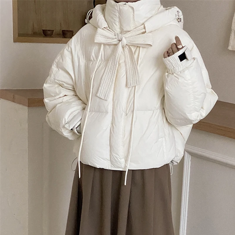 2023 Winter New Solid Color Fashion Versatile Down Cotton Suit Women's Short Korean Hooded Thickened Bread Coat Trendy Jacket