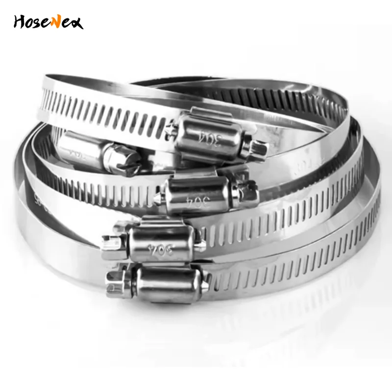 Colliers de serrage en acier inoxydable, 8-120mm, Clips d'engrenage d'entraînement à vis sans fin réglables pour tuyau d'air et d'eau de carburant, colliers marins automobiles, 5/10 pièces