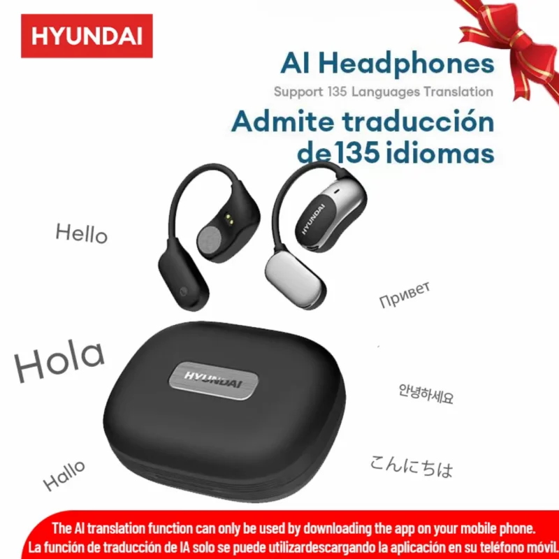 HYUNDAI HY-Fit2 AI Bluetooth 5.4 Earphones Open Ear Wireless Headphones 135 language Face to Face interpretation For Working