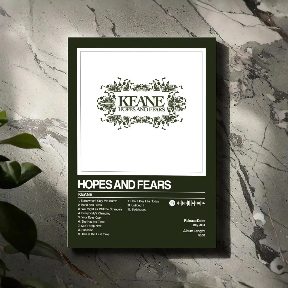 Póster de Hopes and Fears Keane, impresiones en lienzo, pintura artística de pared, imagen para sala de estar, decoración del hogar, Tracklist, cubierta de álbum de música