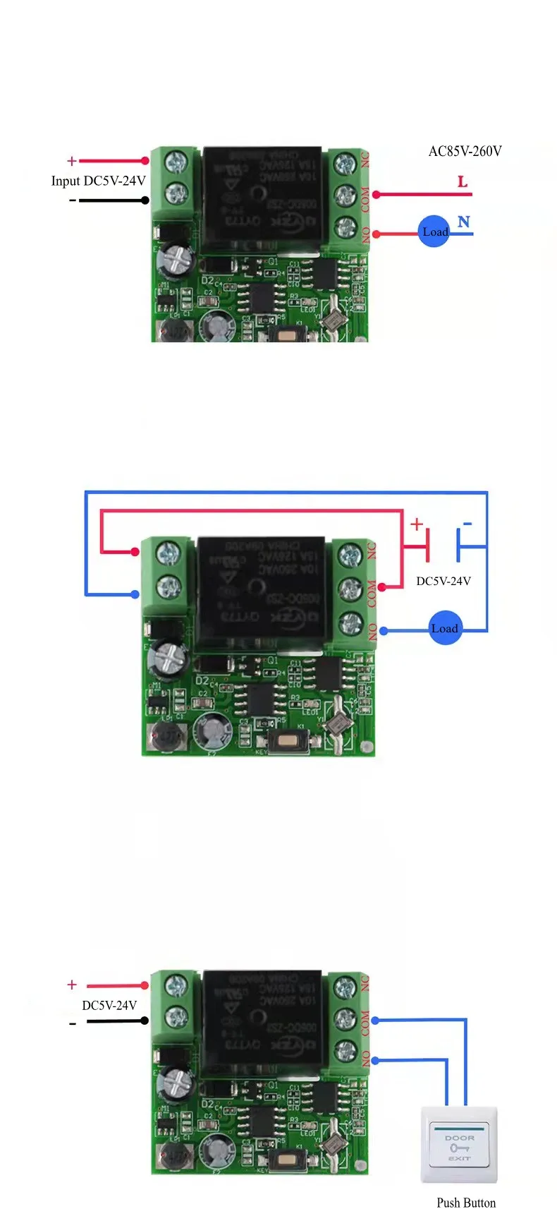 Remote Control Switch DC 5V 9V 12V 14V 16V 18V 24V RF DC Wireless Relay Contact Smart Home 1527 Transmitter Remote PCB TX 433