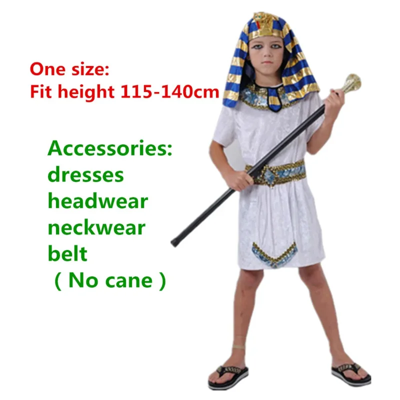 زي تنكري كليوباترا للفرعون المصري للفتيات ، زي أميرة أبيض للأطفال ، فستان حفلات عائلية للكبار