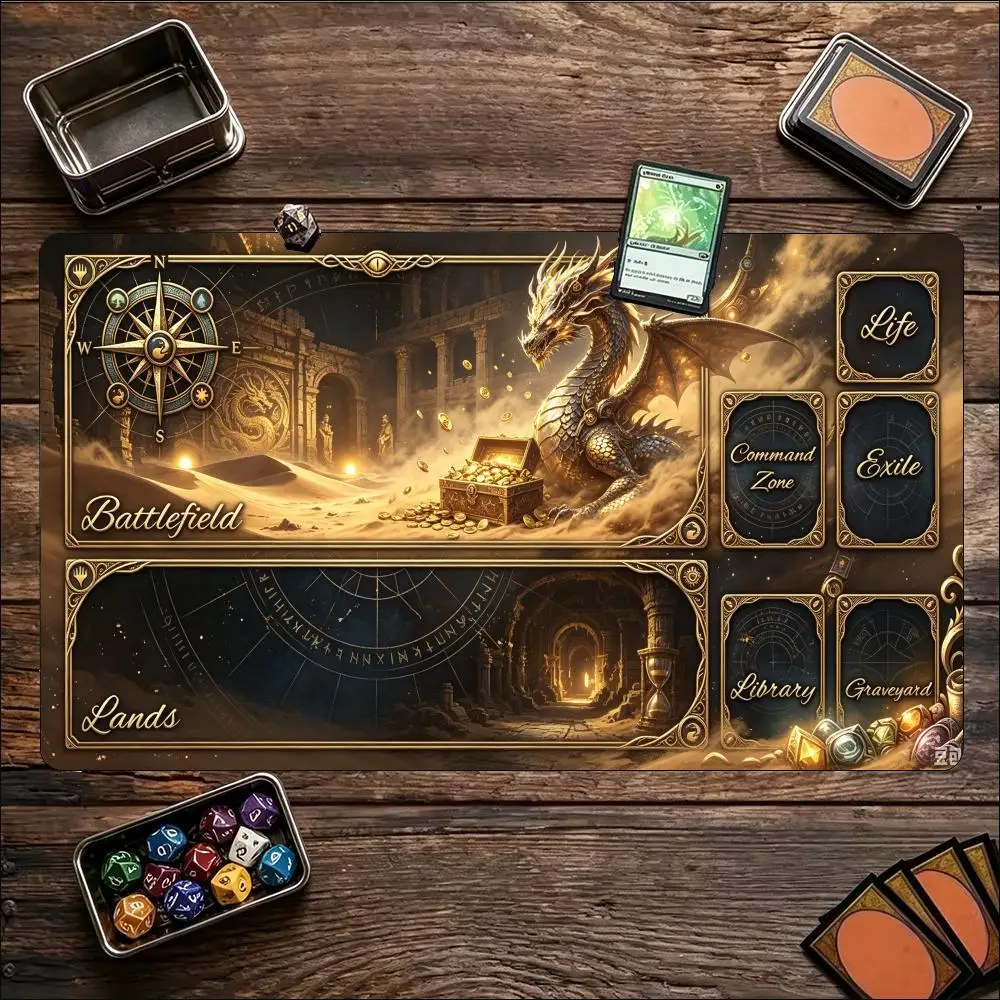 XXL Extended Desk Mat Golden Amber Palace Castle Stitched Edges Anti-Slip Base Large Mousepad for Gamer Magic Playmat Gift