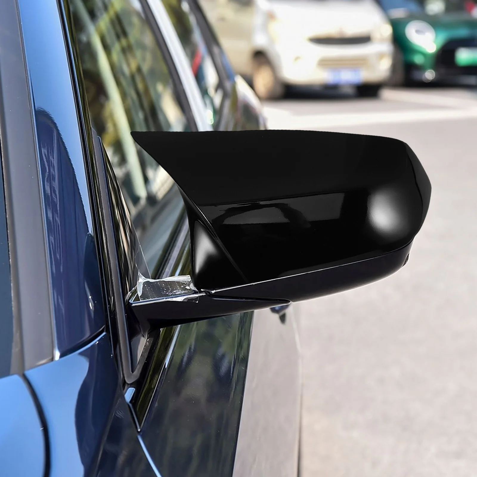 

2pcs Rearview Mirror Cover Caps: Bull Horn Design Abs Housing For Side Wing Door Mirrors Fit Multiple Models Car Rearview Mirror